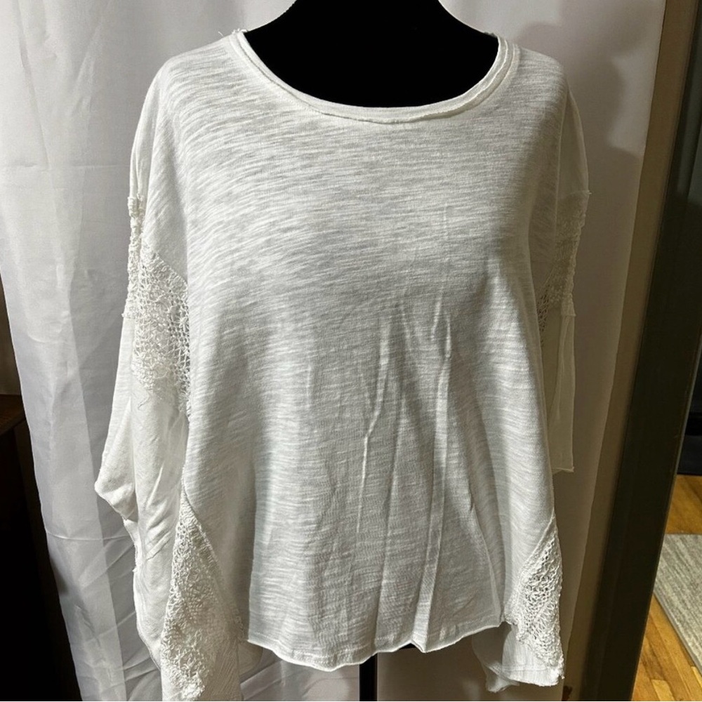 Umgee White Cotton Lace Detail Blouse L | Boho Chic Coastal Romantic - Picture 4 of 8